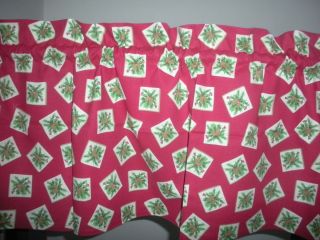 New Christmas Holly Pine Cones Holiday Valance Curtain