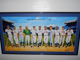 NM 500 Home Run Club Members Signed Lithograph 1988 with Medal Frame