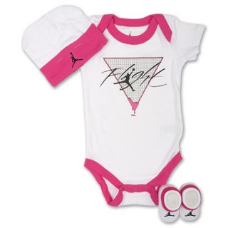 Jordan Flight Grid 3 Piece Infant Set White/Pink