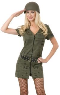 Sexy Adult Halloween Costume Army Girl Soldier Dress