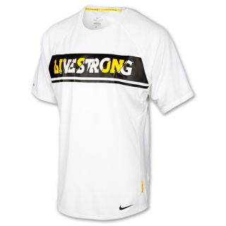 Mens Nike LIVESTRONG Graphic Miler Shirt White