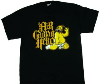 Homer Simpson Air Guitar Hero Black T Shirt