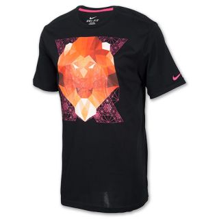 Mens LeBron Optic Lion T Shirt Black/Pink Force