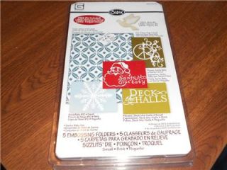 SIZZIX 5PC EMBOSSING FOLDERS HOLIDAY SANTA BABY SET WITH DIE~NEW CUTE
