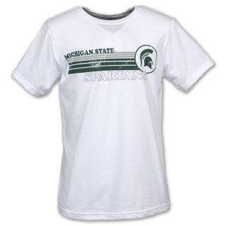 NCAA Michigan State Spartans Stripes Destroyed Mens Tee Shirt