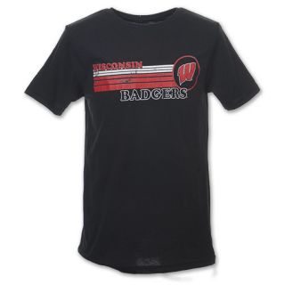 NCAA Wisconsin Badgers Stripes Destroyed Mens Tee Shirt