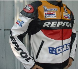 Repsol Honda Motorcycle Jacket PU Leather Orange M L XL XXL