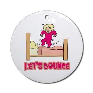 Lets Bounce Jumping On Bed Ornament Round Round Ornament