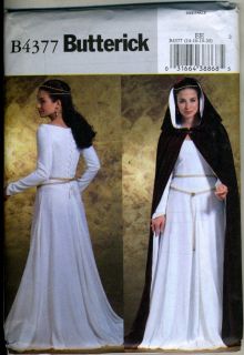 Medieval Gown and Hooded Cloak   Sewing Pattern   Includes Sizes 14 16