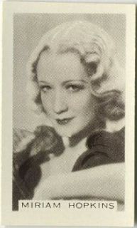 Miriam Hopkins 1936 Facchinos Movie Trading Card EX MT