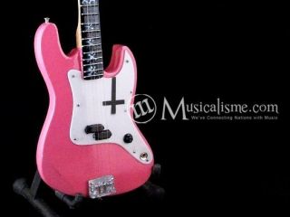 Miniature Guitar Mark Hoppus Fender Jazz Bass Pink Cross Custom Free