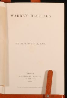 1889 Biography Warren Hastings History India Lyall 1st
