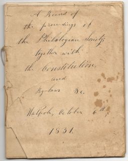  Academy 1831 33 Debating Proceedings Horace Wells Signed New Hampshire