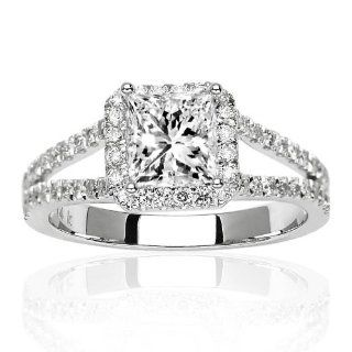  Halo Style Double Row Pave Set Diamond Engagement Ring with a 0.71