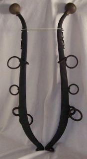 Antique Horse Collar Hames Black Iron and Brass Wall Hanger