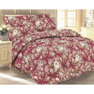 Floral Burgundy Bed in a Bag 8 Piece   Queen Home