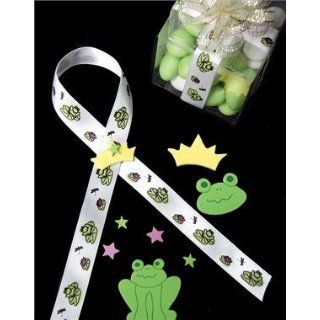 Tanday #9246 Green Froggy&Dragon Fey on White Satin Ribbon