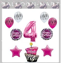 Zebra Pink Black Birthday Party Supplies Decorations 1st 2nd 3rd 4th
