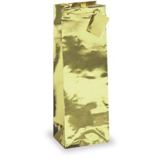 Gold Metallic Foil Single Wine Bottle Gift Bag w/ Heavy