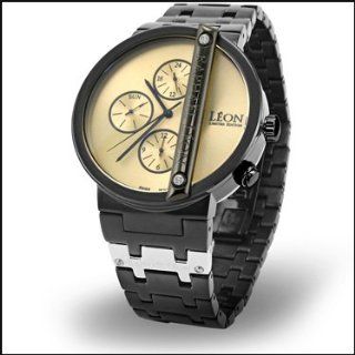 Raphael Leon Mens Limited Edition Black Ion Over Solid Stainless Steel