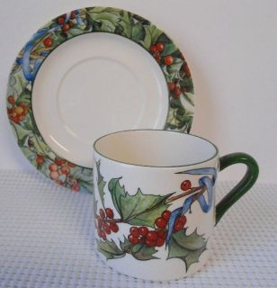 Gien Le Houx Tea Cup and Saucer Set s Christmas Holly Berries