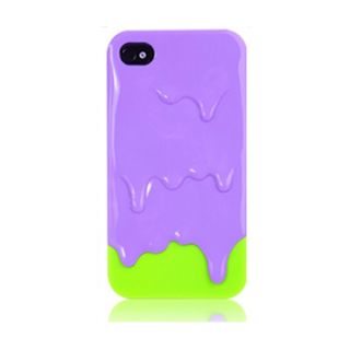 Purple Green 3D Melt Ice Cream Skin Hard Back Case Cover for iPhone 4