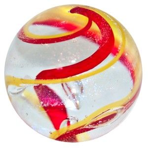 Glass Marble House of Marbles Dichroic Red Yellow Chaos Swirl
