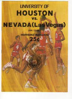 1973 Houston Cougars V Nevada Las Vegas Basketball Prog