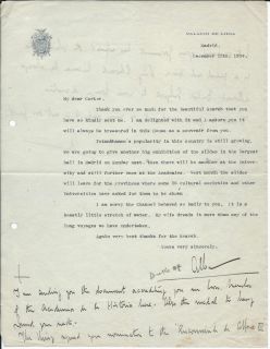 HOWARD CARTER Letter Duke of Alba 1924 re TUTANKHAMUN Egyptology