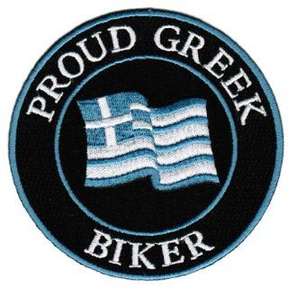 Proud Greek Biker Embroidered Patch Greece Flag Iron On
