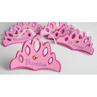 Package of 6   Pink Foam Cutout Princess Tiara Shaped