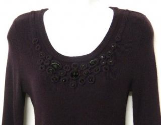 Jessica Howard Size M Purple Sweater Dress Black Faceted Jewels