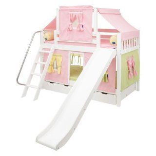 Laugh Girl Twin over Twin Slat Slide Deluxe Tent Bunk Bed