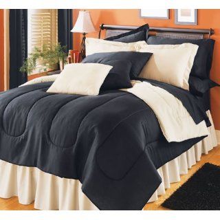  Reversible Queen Comforter, 86 x 86 (BLACK/LINEN)