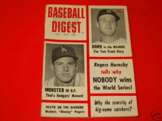 Baseball Digest 1962 Oct Nov F Howard R Hornsby T Tresh Magazine