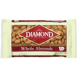 Diamond Whole Almonds, 6 Ounce Bags (Pack of 4) Grocery
