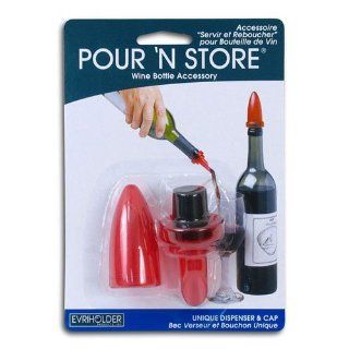 Pour N Store   Wine Pourer and Bottle Stopper in Red by