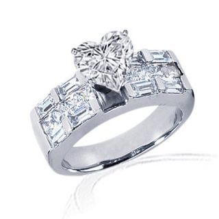 95 Ct NEW Heart Shaped Diamond Engagement Ring Channel Set 14K CUT