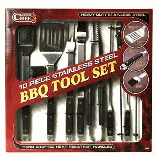 Backyard Chef 10 Pc Stainless Steel BBQ Tool Set. Patio