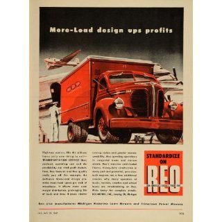 1947 Ad Red REO Truck Airport Delivery Motors Lansing