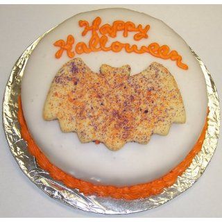 Lemon Decorated Cake Single Layer 8 Round Topped with Bat Cookie