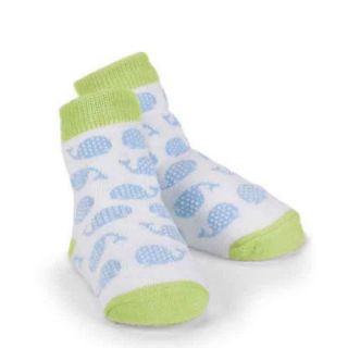 Mud Pie Newborn Baby Boys Whale Socks, Light Green/White