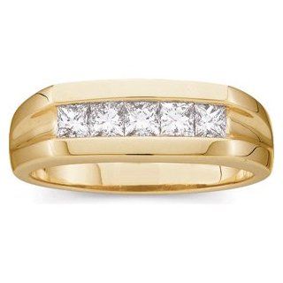 Gents Diamond Ring 14K Yellow Gold 7/8 Ct Tw Jewelry 