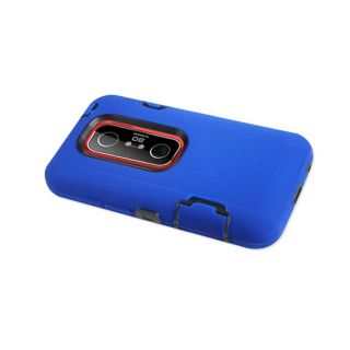  Layer Soft Hard Impact Hybrid Case for HTC EVO 3D Blue Black