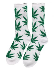 HUF Clothing Plantlife Cannabis Cotton Socks White Green 1 Pair New