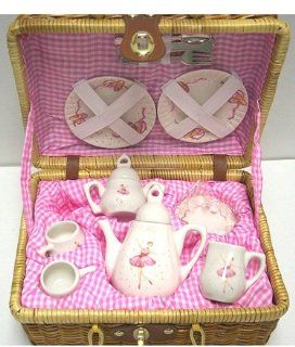Delton Products Ballerina Tea Set For Two in Basket   18