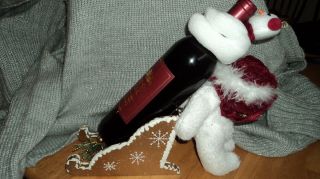  Holder Snowmen Sleigh Bottle Carrier Huger Set Christmas Party