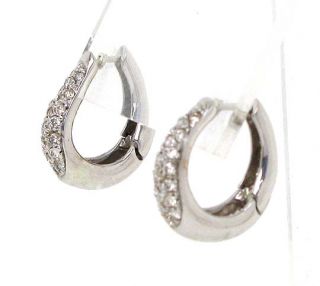 Lovely 14k White Gold Diamonds Huggie Earrings