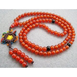 Tibet Buddhist 108 Red Agate Beads Prayer Mala Necklace