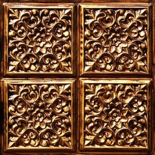 109 Faux Tin Ceiling Tile Glue up (24x24) Antique Gold   